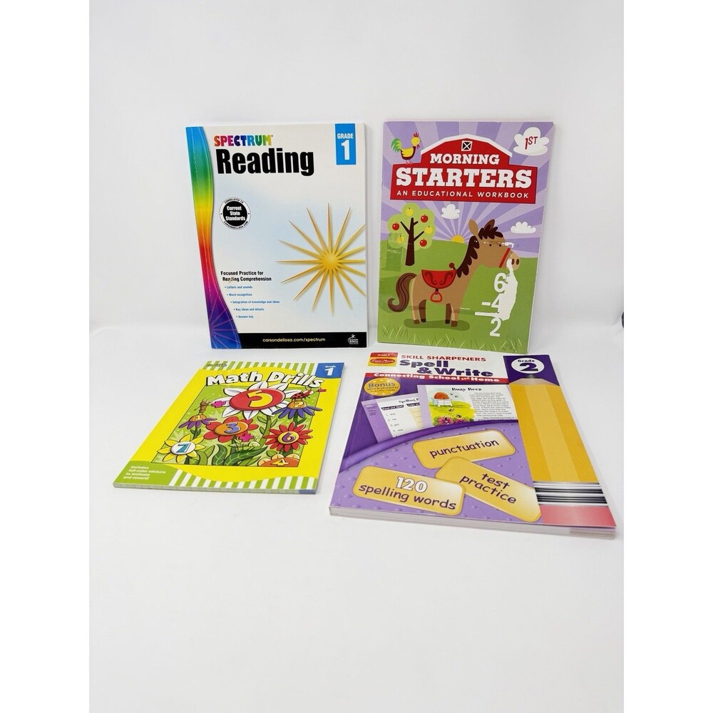 Grade 1-2 Workbooks Test Prep Learning Books: Writing Spelling Reading Math (4)